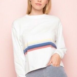 White Long Sleeve Rainbow Stripe